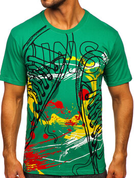 Bolf Herren Baumwoll T-Shirt mit Motiv Grün  143000