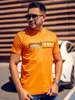 Bolf Herren Baumwoll T-Shirt mit Motiv Orange 14710A