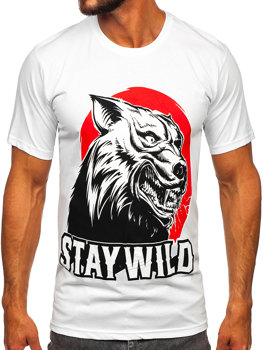 Bolf Herren Baumwoll T-Shirt mit Motiv Weiß  143021