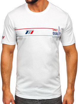 Bolf Herren Baumwoll T-Shirt mit Motiv Weiß 14772