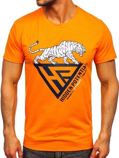 Bolf Herren T-Shirt mit Moiv Orange  Y70013