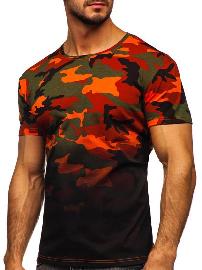 Bolf Herren T-Shirt mit Motiv Camo Grün-Orange  S808