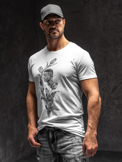 Bolf Herren T-Shirt mit Motiv Weiß  Y70052