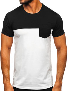 Bolf Herren T-Shirt mit Brusttasche Schwarz-Weiß  8T91
